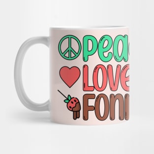 Retro Peace, Love, Chocolate Fondue Mug